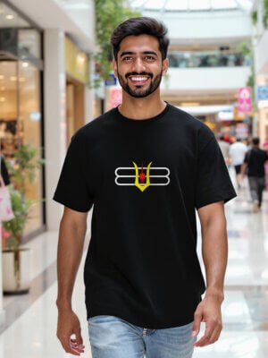 Shiv tilak on black oversized t-shirt